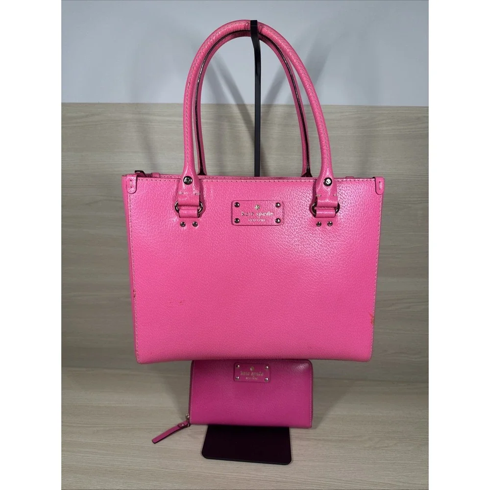 Kate Spade Wellesley Quinn Tote Pink‎ Leather Satchel Bag Handbag Purse & Wallet